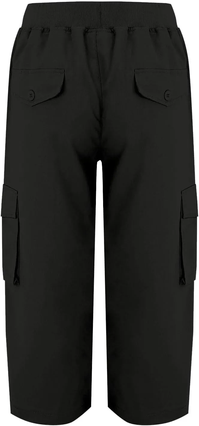 Cargo Capris for Women Casual Summer Drawstring Waisted Hiking Jogger Capris Dressy Lightweight Loose Fit Cargo Pants