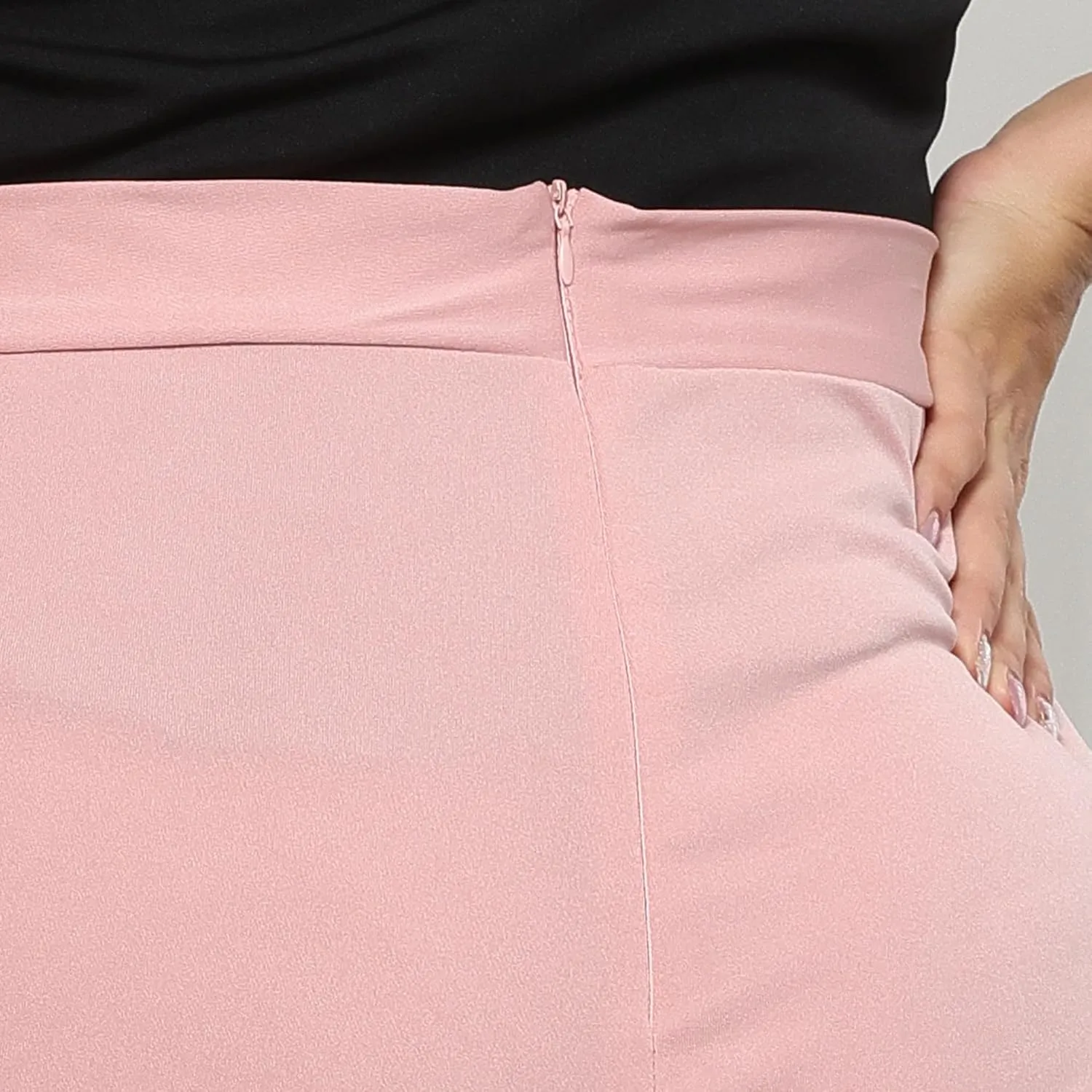 Casual Pants for Women Mid Waist Zipper Straight Leg Professional Pink Fashionable Trousers 2025