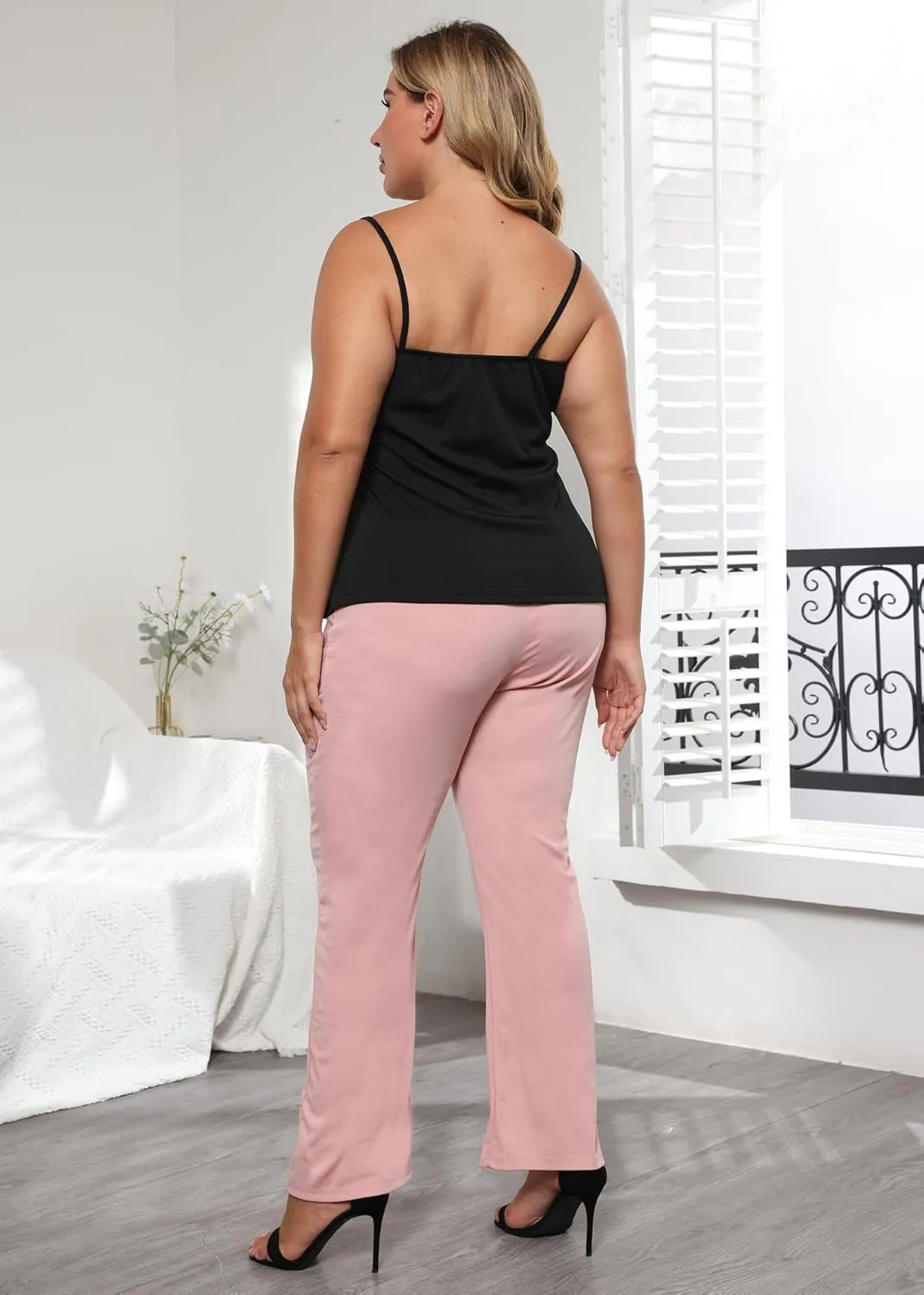 Casual Pants for Women Mid Waist Zipper Straight Leg Professional Pink Fashionable Trousers 2025
