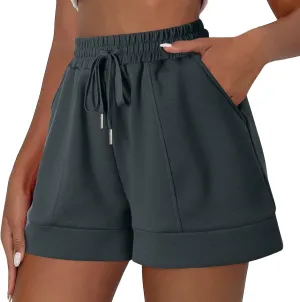 Casual Shorts for Women Summer Wide Leg Pants Elasticated Waist Relaxed Fit Lounge Shorts with Pockets