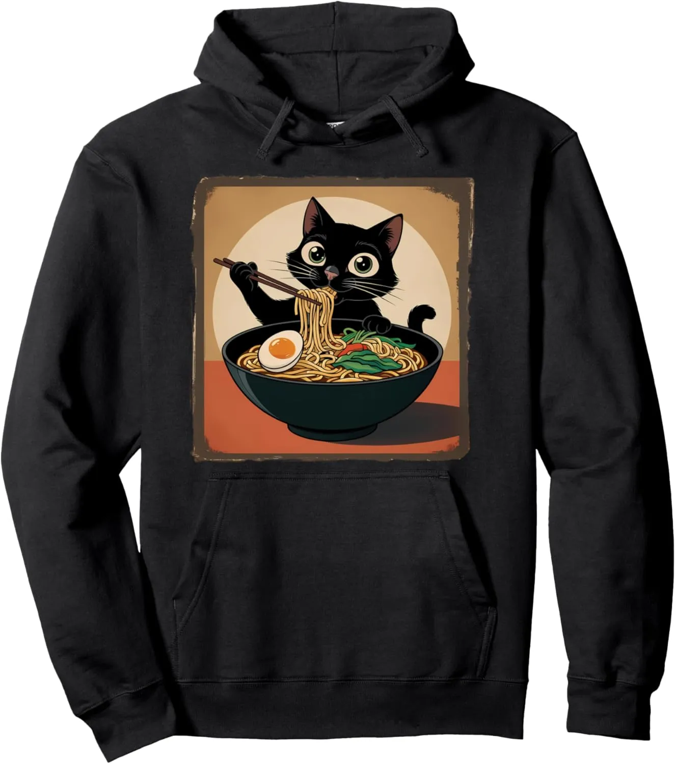 Cat Ramen Graphic Tee Japanese Kawaii Anime Cat Ramen Funny Pullover Hoodie
