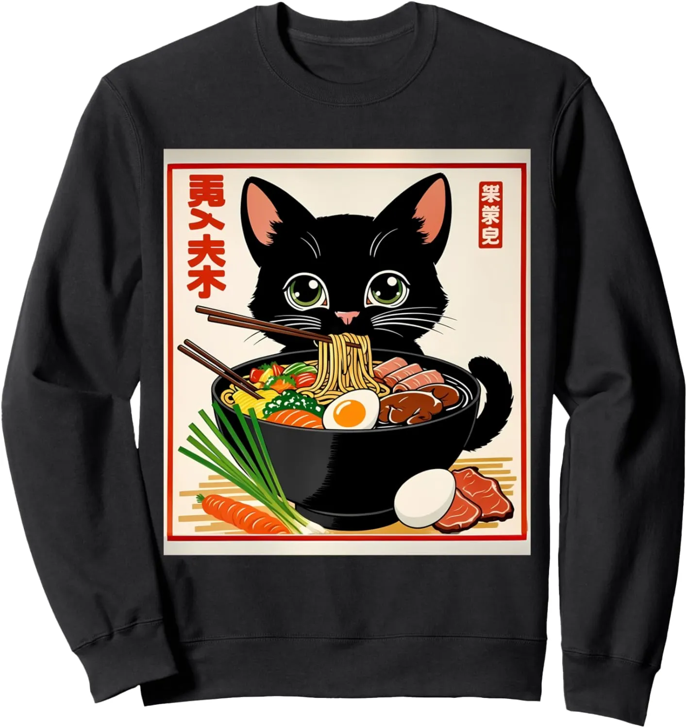 Cat Ramen Graphic Tee Japanese Kawaii Anime Funny Cat Sweatshirt