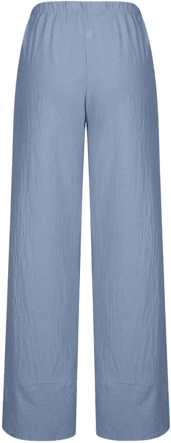 Ceboyel Women Summer Casual Pants Loose Fitting Boho Beach Pant Cotton Linen Beach Trousers Trendy Ladies Clothes