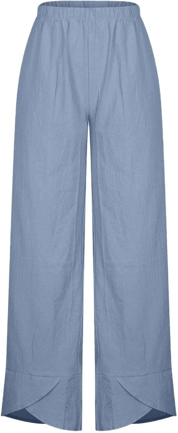 Ceboyel Women Summer Casual Pants Loose Fitting Boho Beach Pant Cotton Linen Beach Trousers Trendy Ladies Clothes