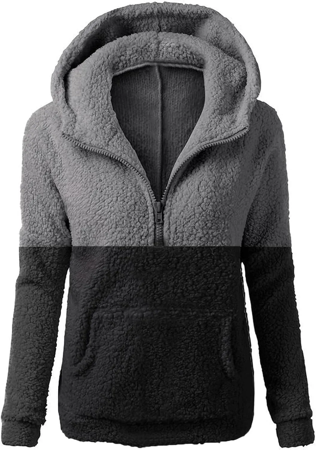 Ceboyel Womens Fleece Zip Up Jacket With Hood Sherpa Teddy Winter Coat Fuzzy Shearling Hoodie Trendy 2023 Outerwear Clothing