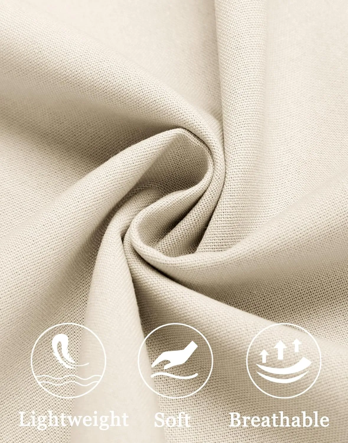 COOFANDY Men's Casual Linen Pants Lightweight Summer Beach Pant Loose Fit Drawstring Elastic Waist Trousers