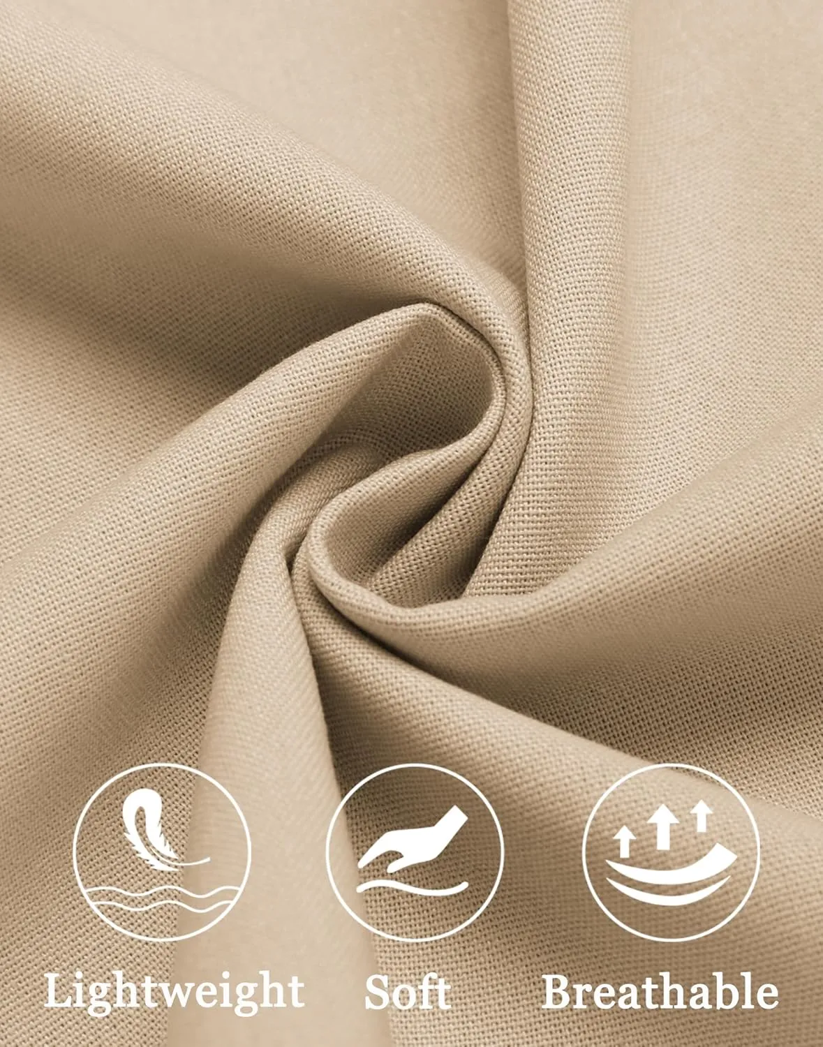 COOFANDY Men's Casual Linen Pants Lightweight Summer Beach Pant Loose Fit Drawstring Elastic Waist Trousers
