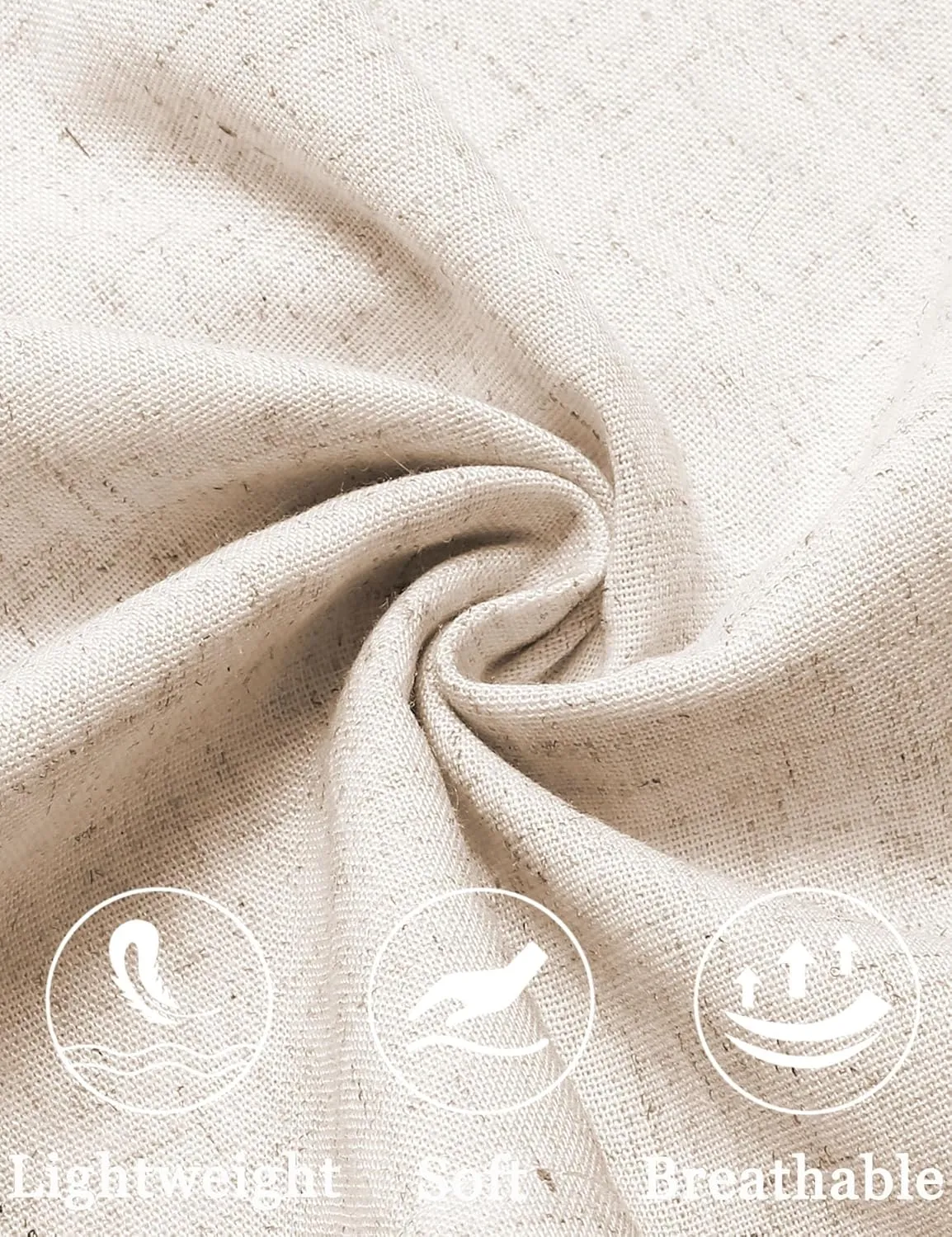 COOFANDY Men's Casual Linen Pants Lightweight Summer Beach Pant Loose Fit Drawstring Elastic Waist Trousers