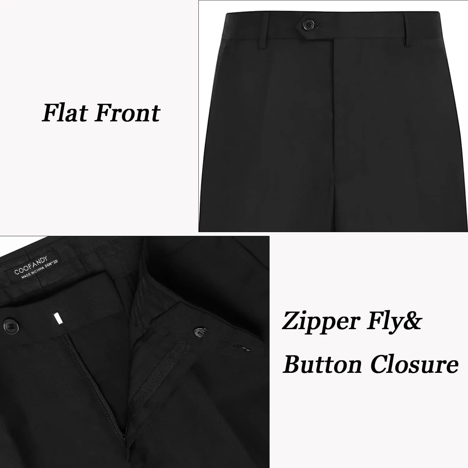COOFANDY Men's Classic Fit Flat Front Dress Pants No Iron Premium Casual Pants Expandable Waist Suit Pants