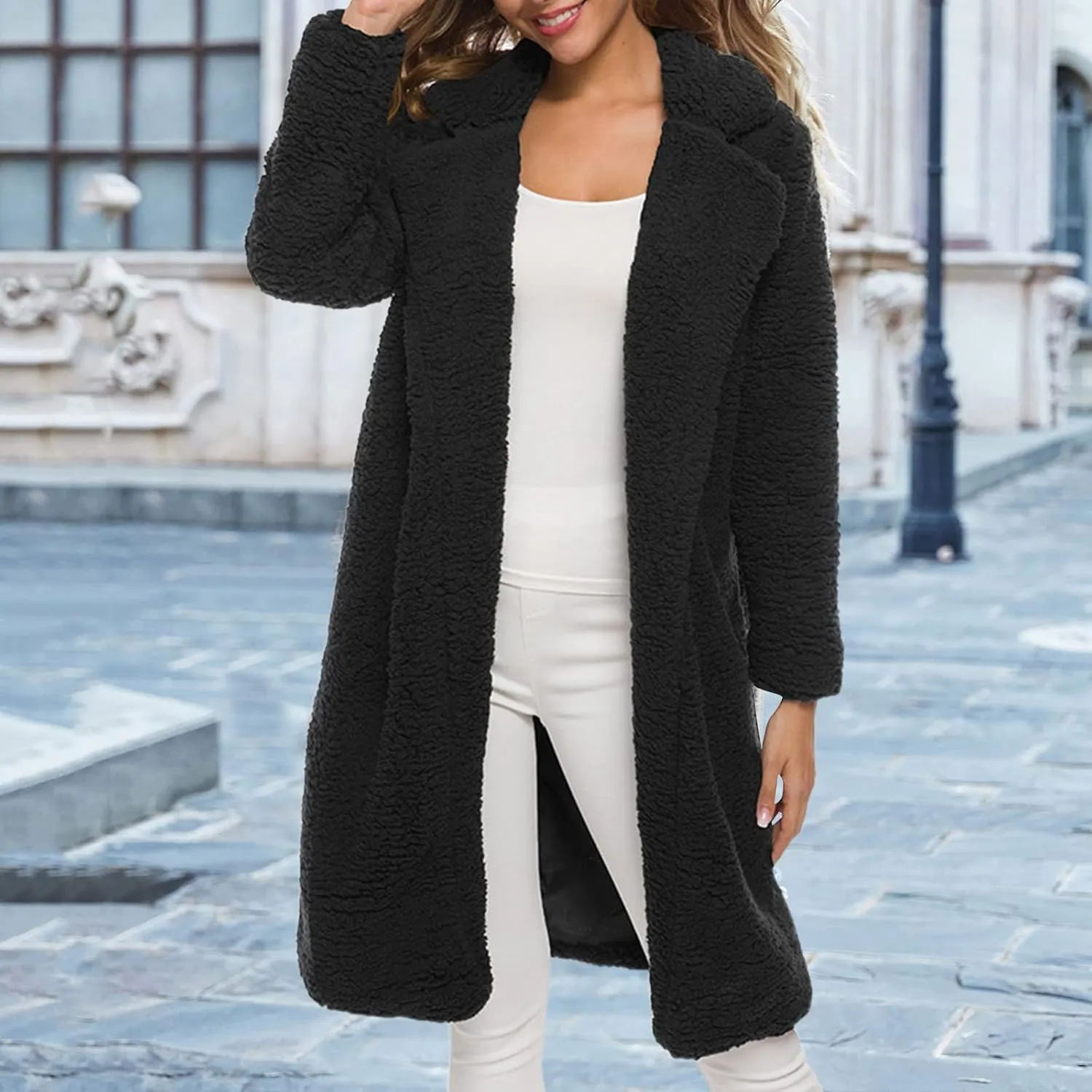 cooki Fur Coats for Women Faux Fur Jackets Fall Fashion Women's 2023 Winter Open Front Long Shaggy Coat Outerwear Fall Jacket