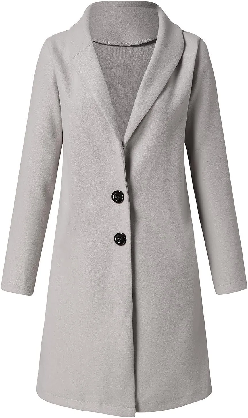 cooki Trench Coat for Women 2023 Women Winter Warm Wool Blend Coats Notch Lapel Single-Breasted Peacoat Windproof Overcoats
