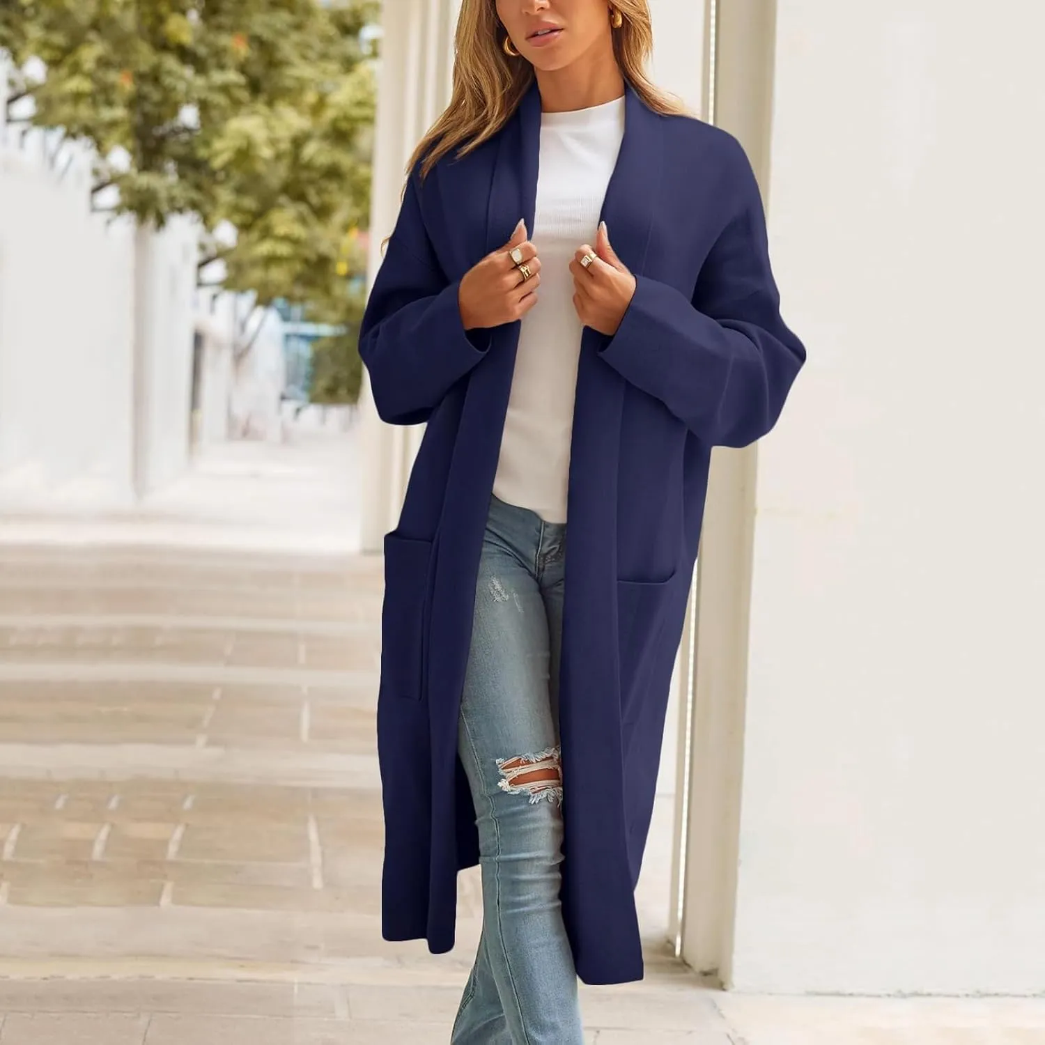 cooki Winter Coats for Women 2023 Trendy Wool Coat Long Cardigan Jacket for Women Lightweight Open Front Jacket Coat Outwear