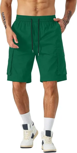 CRNTCEM Mens Straight Drawstring Casual Shorts Lightweight Stretchy Outdoor Hiking Running Summer Beach Shorts with Pocket