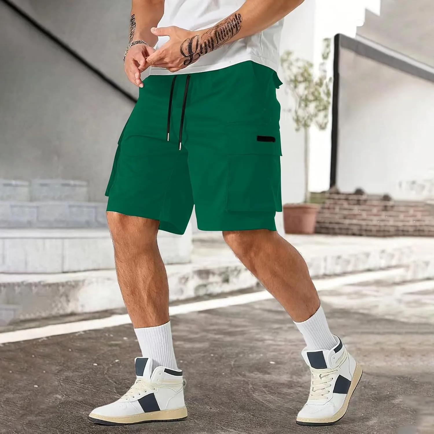 CRNTCEM Mens Straight Drawstring Casual Shorts Lightweight Stretchy Outdoor Hiking Running Summer Beach Shorts with Pocket