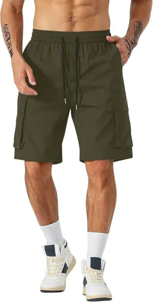 CRNTCEM Mens Straight Drawstring Casual Shorts Lightweight Stretchy Outdoor Hiking Running Summer Beach Shorts with Pocket