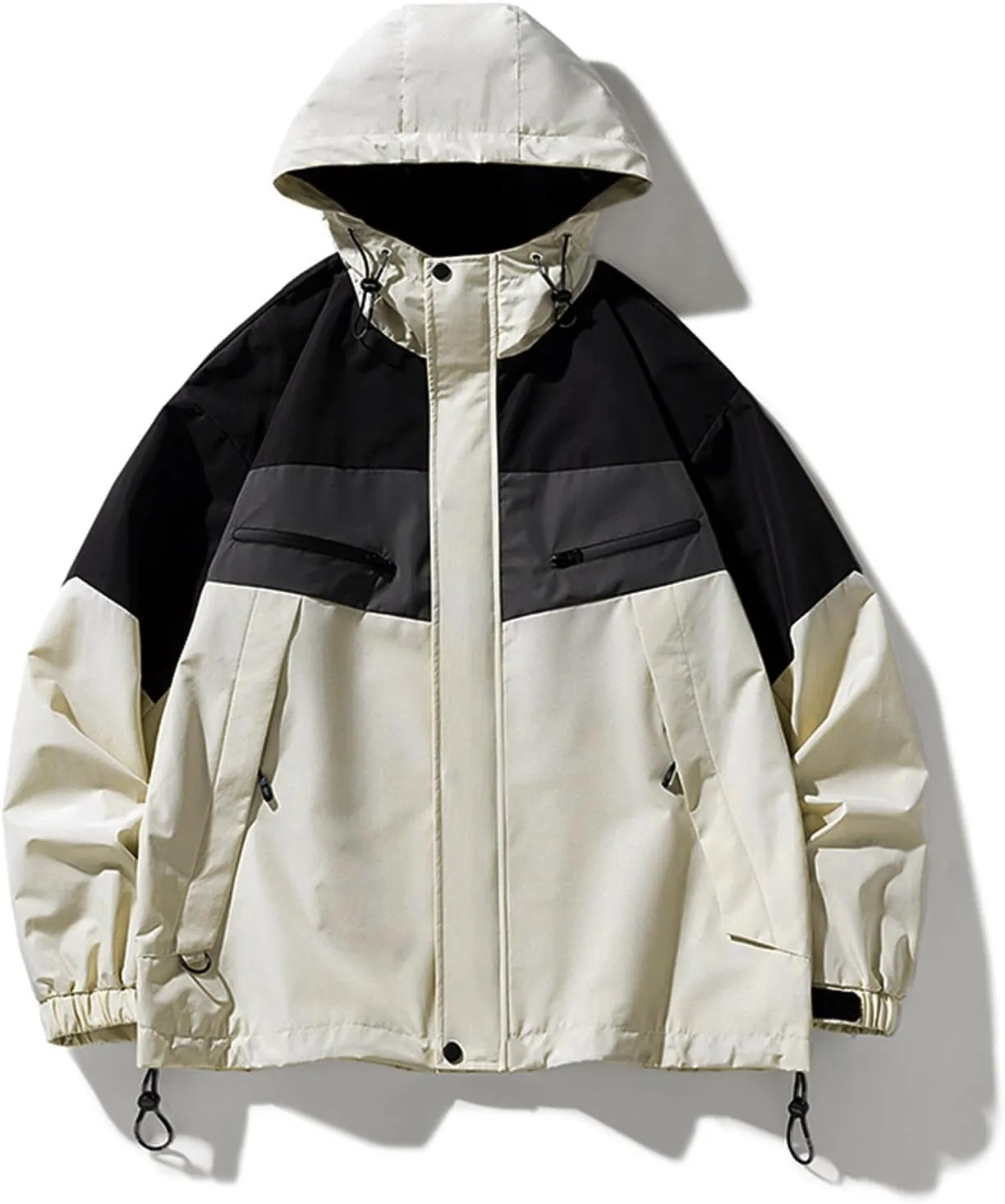 Cross Country Ski Jacket Mens Waterproof Jacket Casual Stand Collar Jackets Zip Long Sleeve Coat Spring Outdoor
