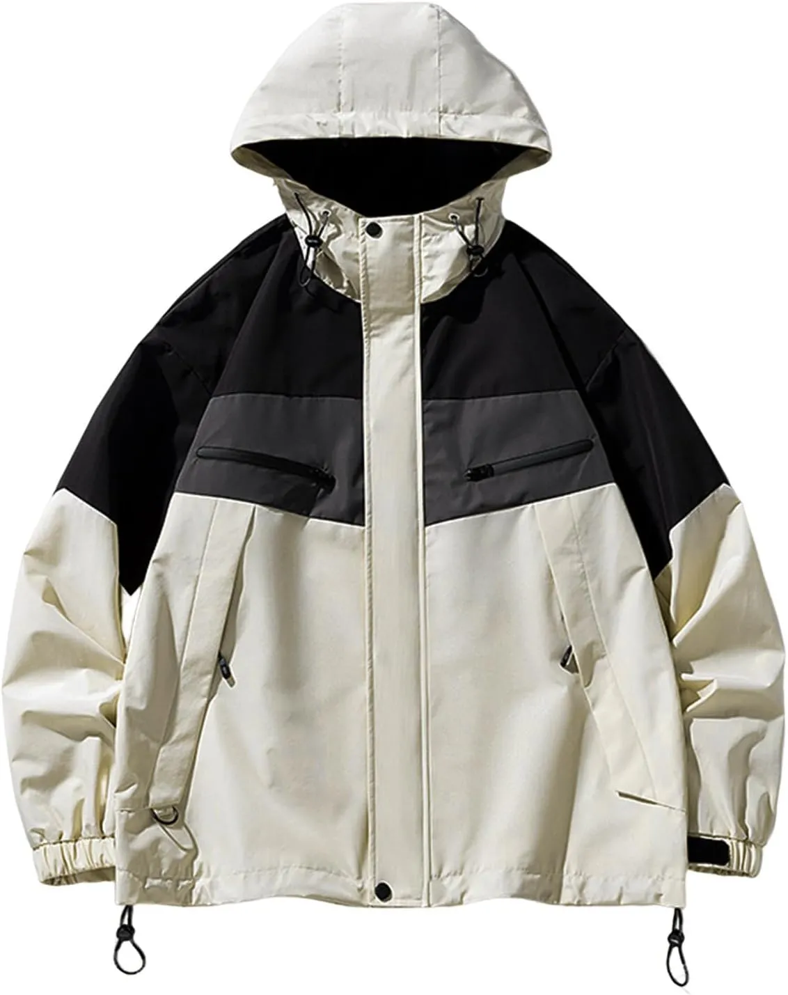 Cross Country Ski Jacket Mens Waterproof Jacket Casual Stand Collar Jackets Zip Long Sleeve Coat Spring Outdoor