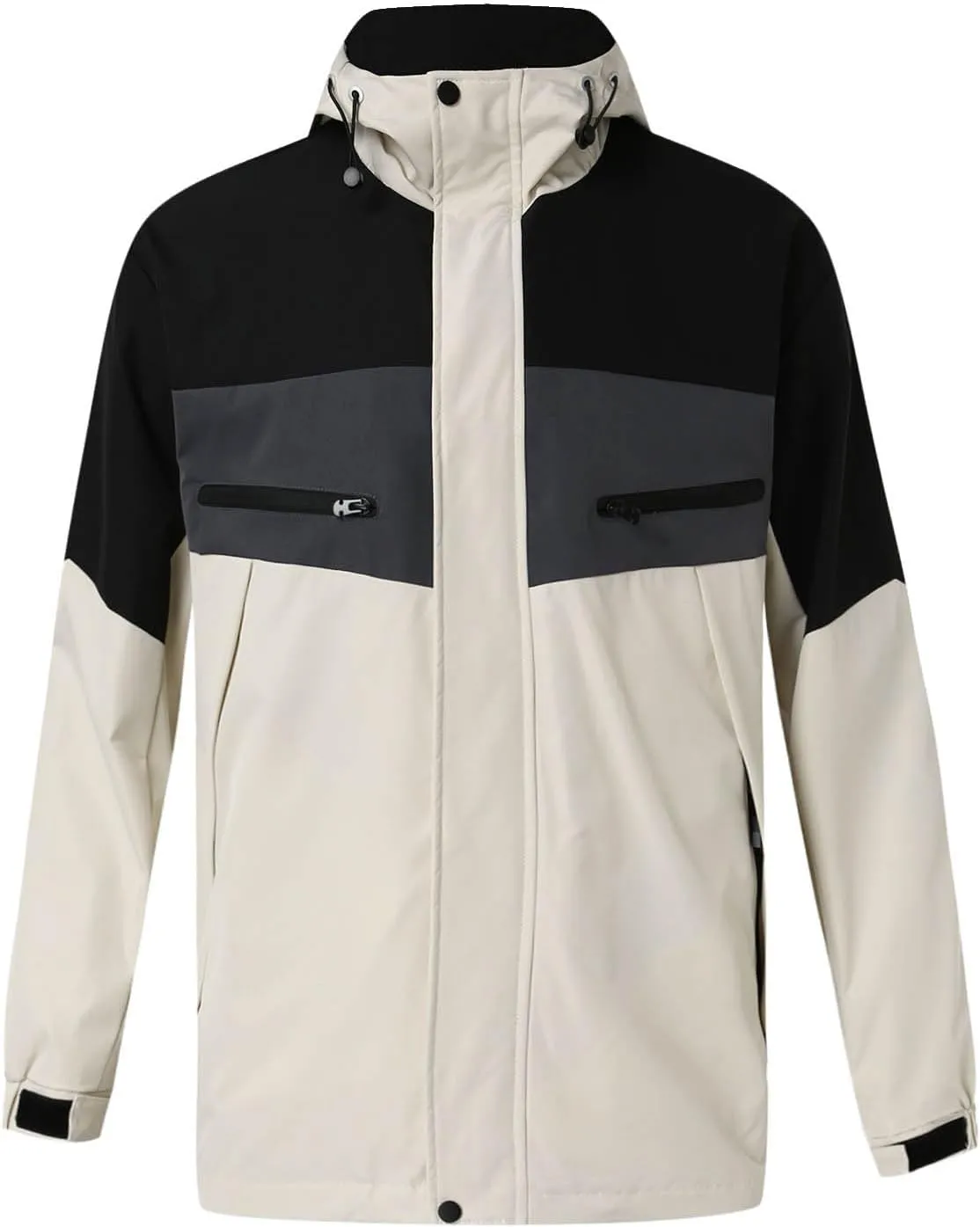 Cross Country Ski Jacket Mens Waterproof Jacket Casual Stand Collar Jackets Zip Long Sleeve Coat Spring Outdoor