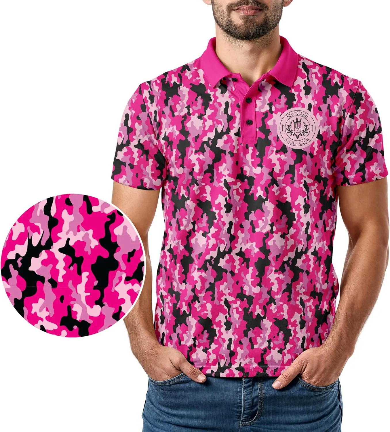 Crude Funny Golf Polo Shirts - Men UPF Dry Fit Performance Moisture Wicking Hawaiian Quick Dry Stretch Disc Small - 4XL 5XL