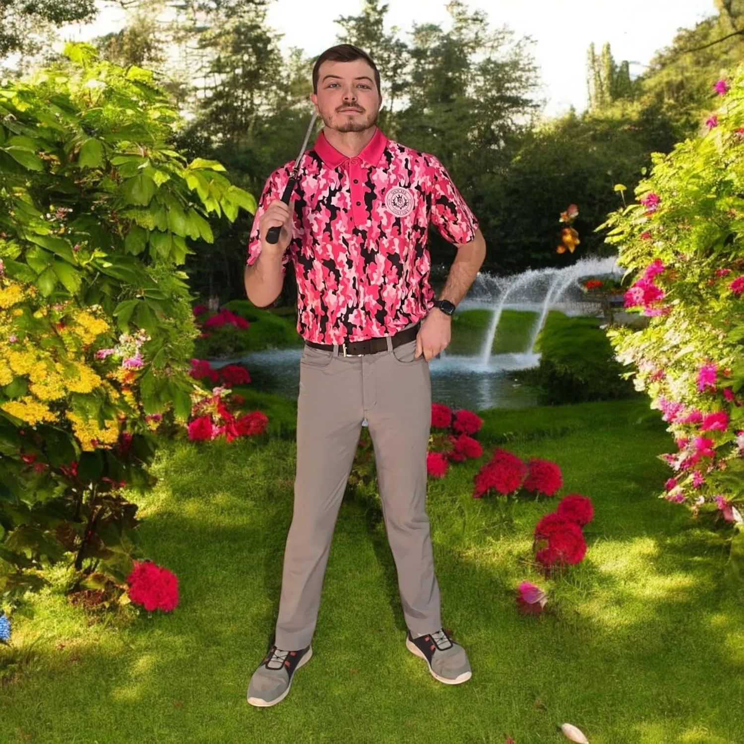 Crude Funny Golf Polo Shirts - Men UPF Dry Fit Performance Moisture Wicking Hawaiian Quick Dry Stretch Disc Small - 4XL 5XL