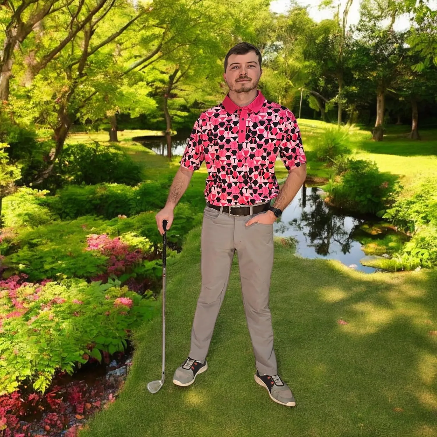Crude Funny Golf Polo Shirts - Men UPF Dry Fit Performance Moisture Wicking Hawaiian Quick Dry Stretch Disc Small - 4XL 5XL