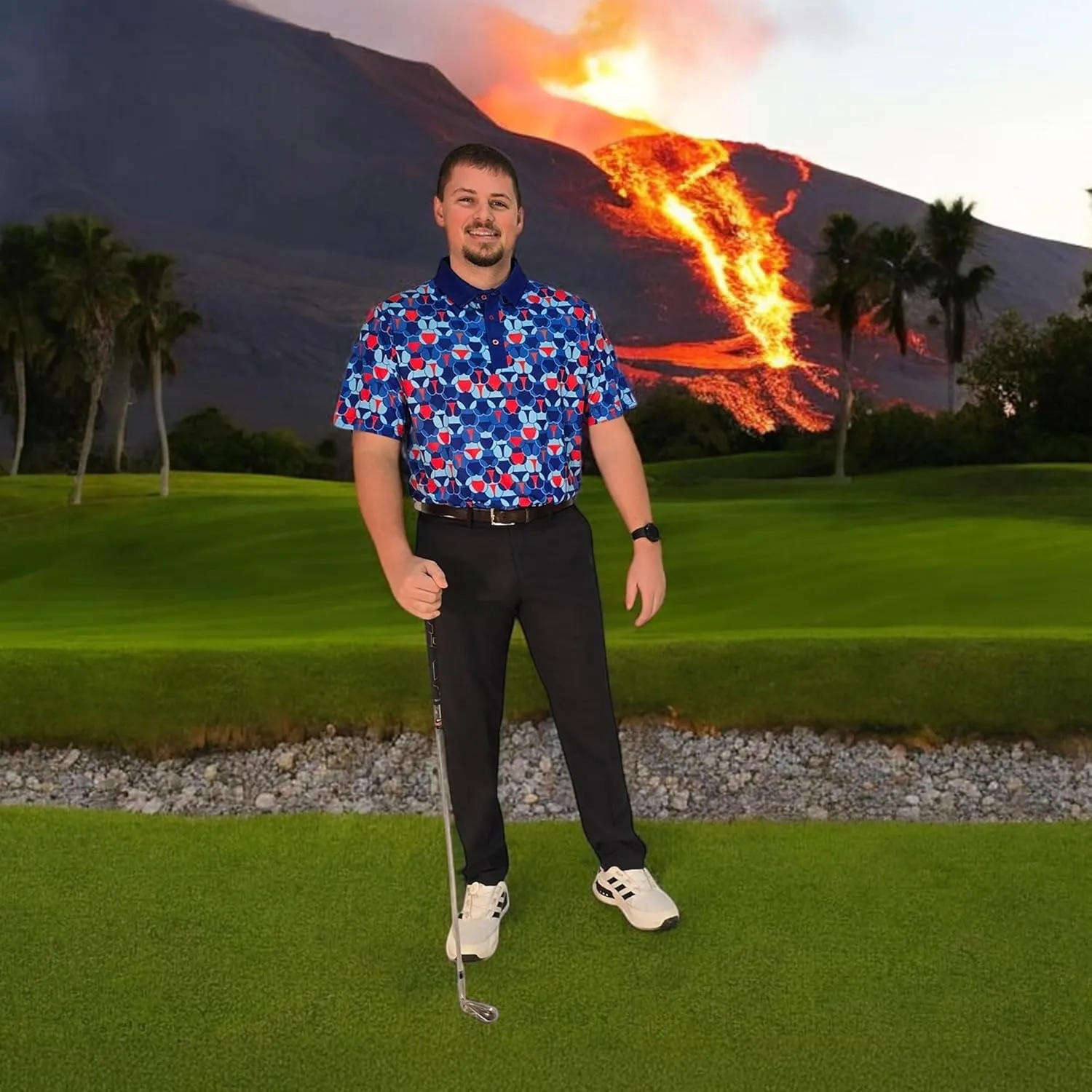 Crude Funny Golf Polo Shirts - Men UPF Dry Fit Performance Moisture Wicking Hawaiian Quick Dry Stretch Disc Small - 4XL 5XL