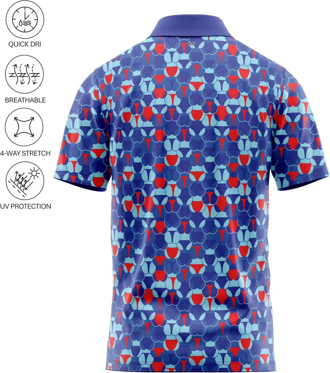 Crude Funny Golf Polo Shirts - Men UPF Dry Fit Performance Moisture Wicking Hawaiian Quick Dry Stretch Disc Small - 4XL 5XL