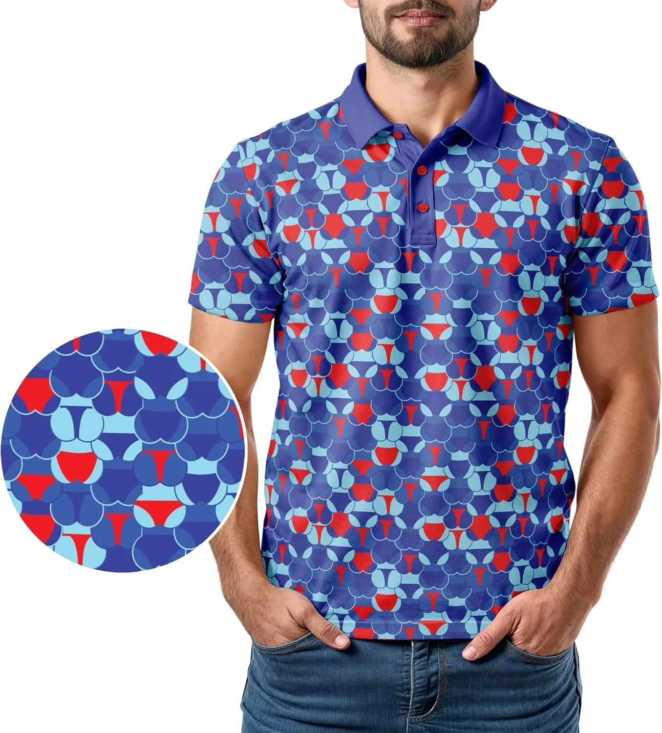 Crude Funny Golf Polo Shirts - Men UPF Dry Fit Performance Moisture Wicking Hawaiian Quick Dry Stretch Disc Small - 4XL 5XL