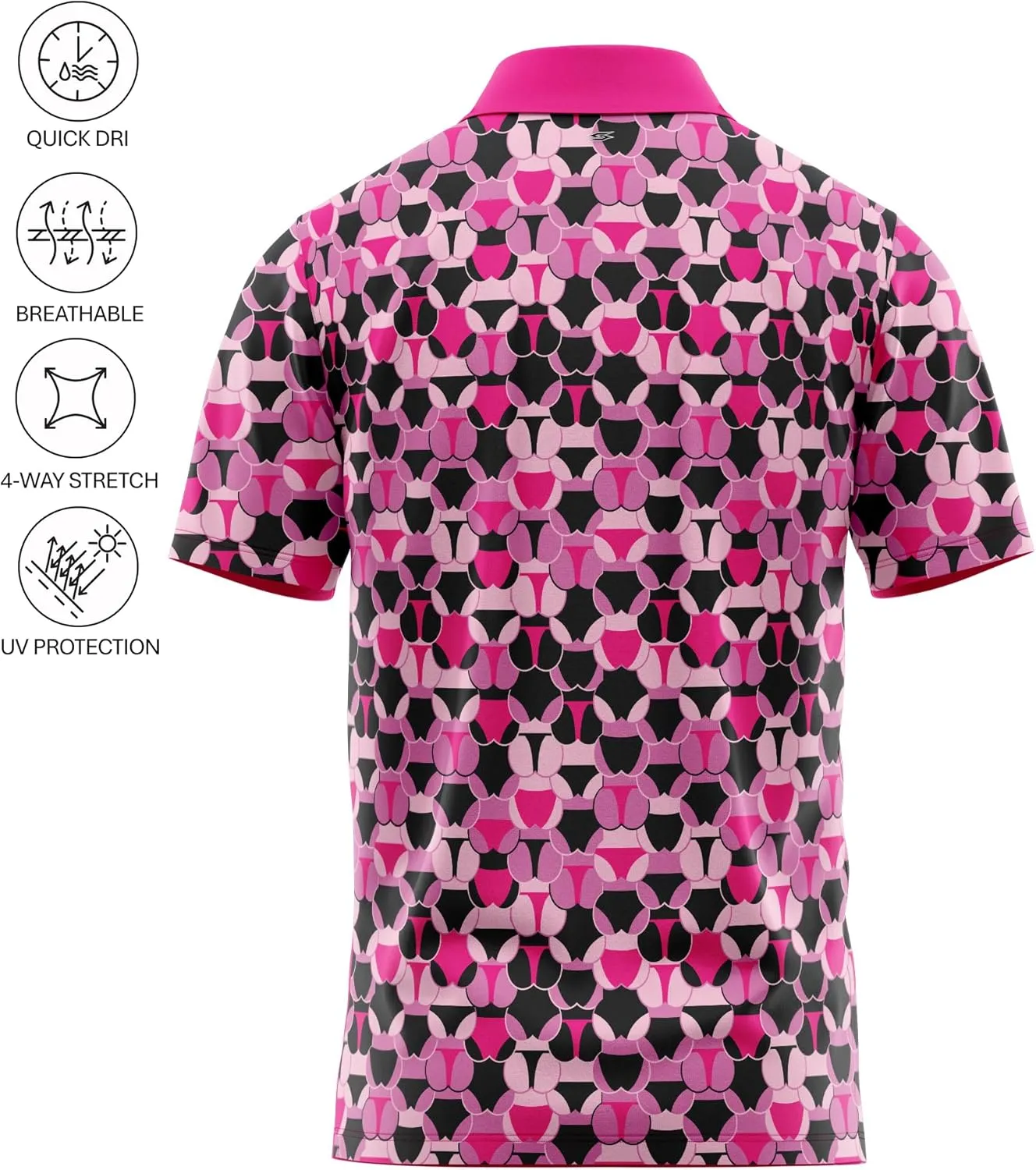 Crude Funny Golf Polo Shirts - Men UPF Dry Fit Performance Moisture Wicking Hawaiian Quick Dry Stretch Disc Small - 4XL 5XL