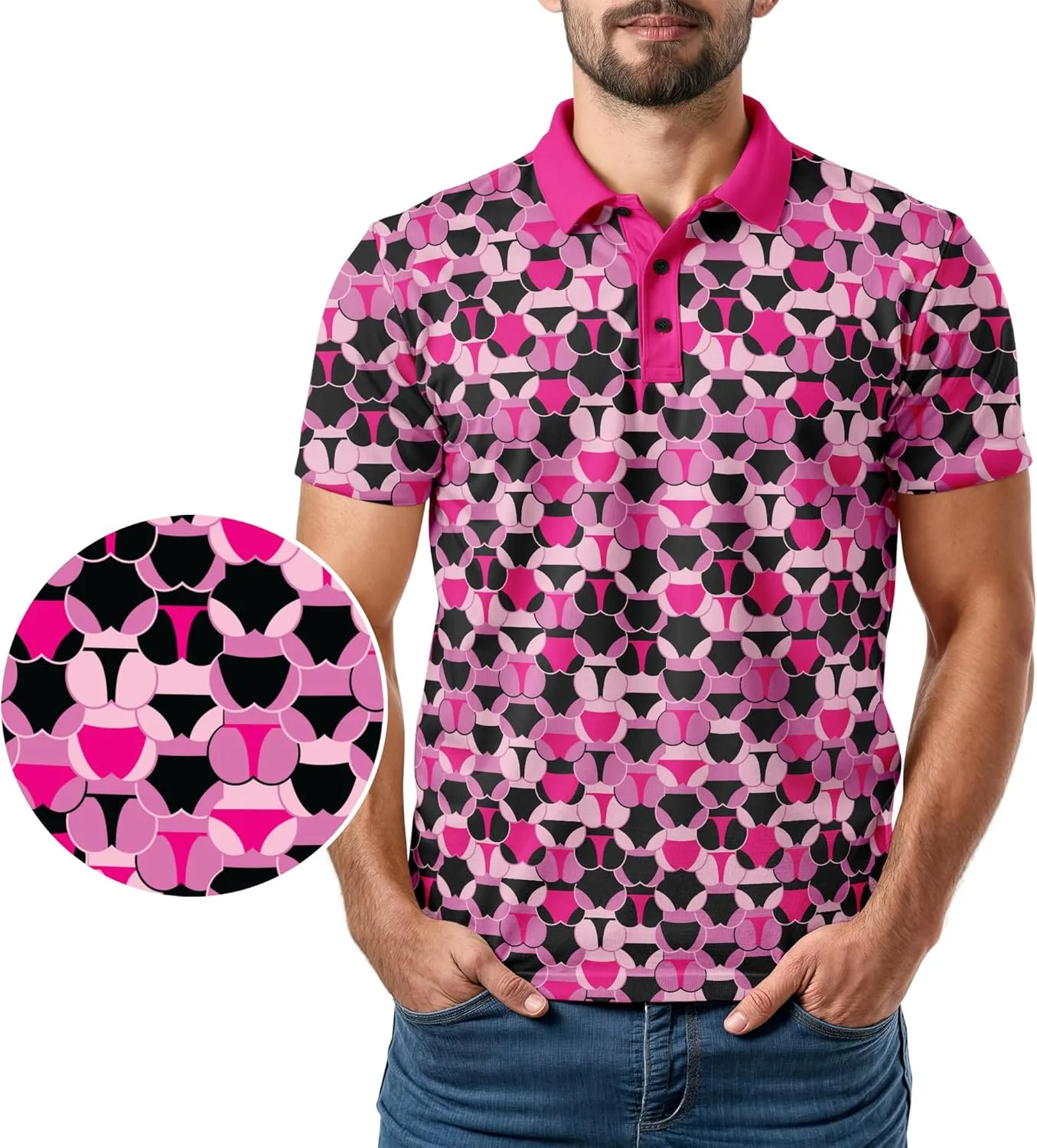 Crude Funny Golf Polo Shirts - Men UPF Dry Fit Performance Moisture Wicking Hawaiian Quick Dry Stretch Disc Small - 4XL 5XL
