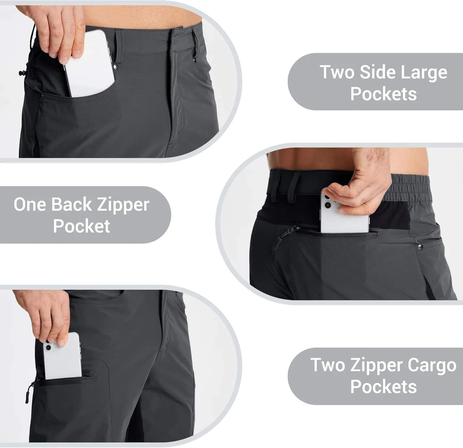 CRYSULLY Men's Hiking Cargo Shorts Outdoor Summer Lightweight Quick Dry Casual Shorts with 5 Pocket