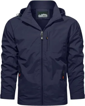 Cycling Raincoats Mens Skiing Jackets Casual Stand Collar Jackets Mountain Windbreaker Hooded Coat Work Coats
