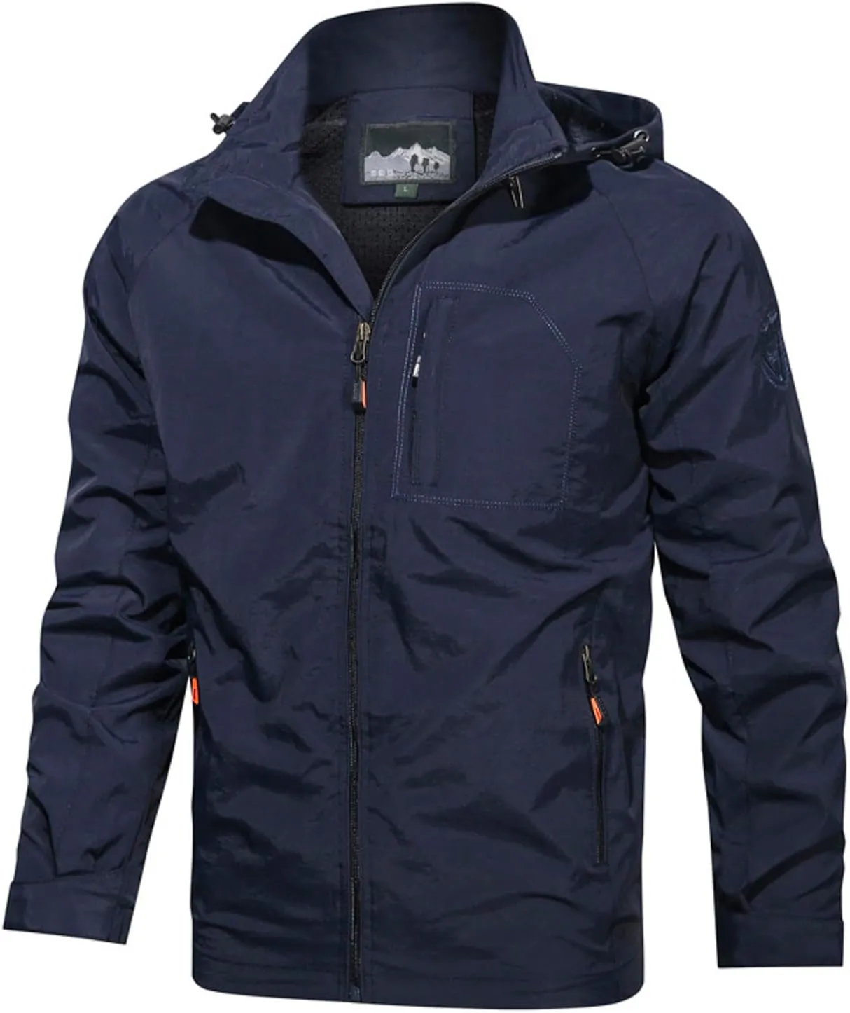 Cycling Raincoats Mens Skiing Jackets Casual Stand Collar Jackets Mountain Windbreaker Hooded Coat Work Coats