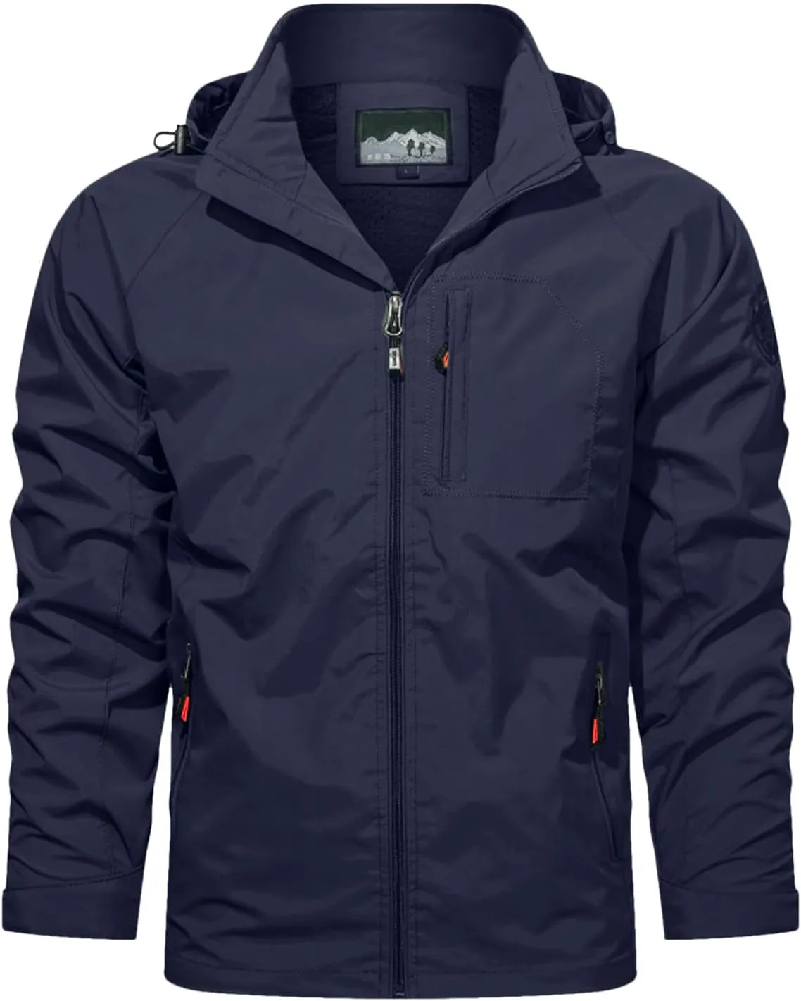 Cycling Raincoats Mens Skiing Jackets Casual Stand Collar Jackets Mountain Windbreaker Hooded Coat Work Coats