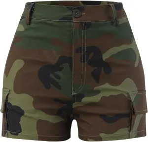 Dawery Summer Women Casual Shorts Mid Length Ripped Jean Camouflage High Waisted Denim Pants