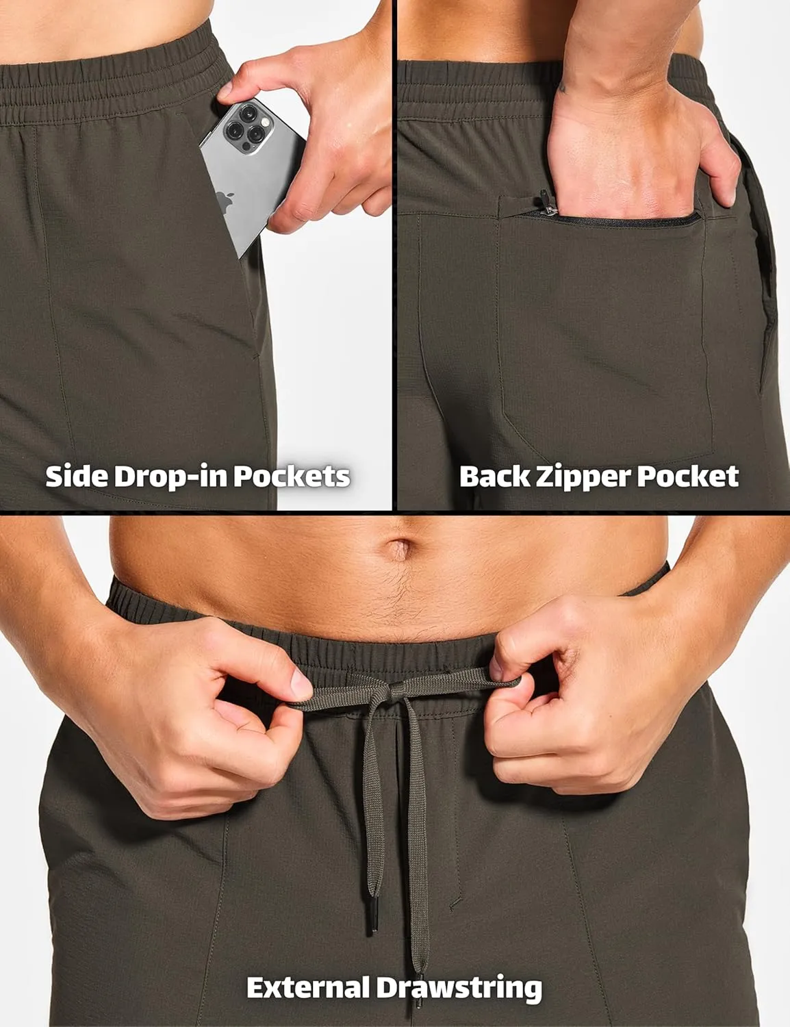 DEMOZU Men's 5 Inch Linerless Workout Casual Shorts Quick Dry Gym Running Athletic Shorts with Pockets