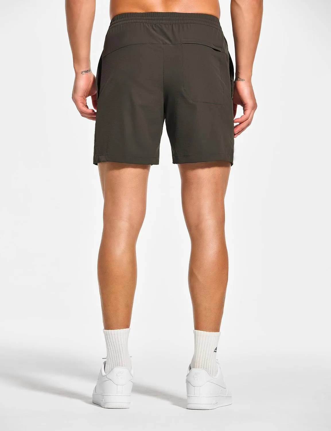 DEMOZU Men's 5 Inch Linerless Workout Casual Shorts Quick Dry Gym Running Athletic Shorts with Pockets
