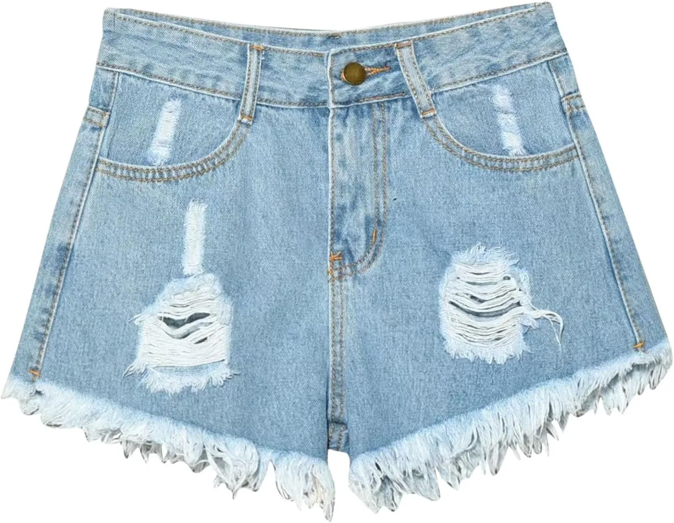 Denim Shorts for Women Mid Rise Ripped Distressed Shorts Frayed Raw Hem 5" Shorts with Pockets Trendy Cut Off Shorts