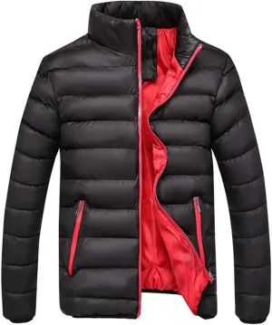 Dgoopd Warm Puffer Jacket Men Lightweight Winter Down Coats Quilted Stand Collar Puffer Jacket Fashion Zipper Puffer Coat