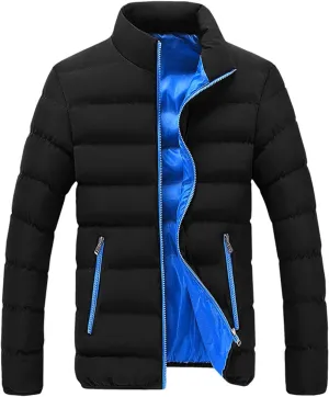 Dgoopd Warm Puffer Jacket Men Lightweight Winter Down Coats Quilted Stand Collar Puffer Jacket Fashion Zipper Puffer Coat