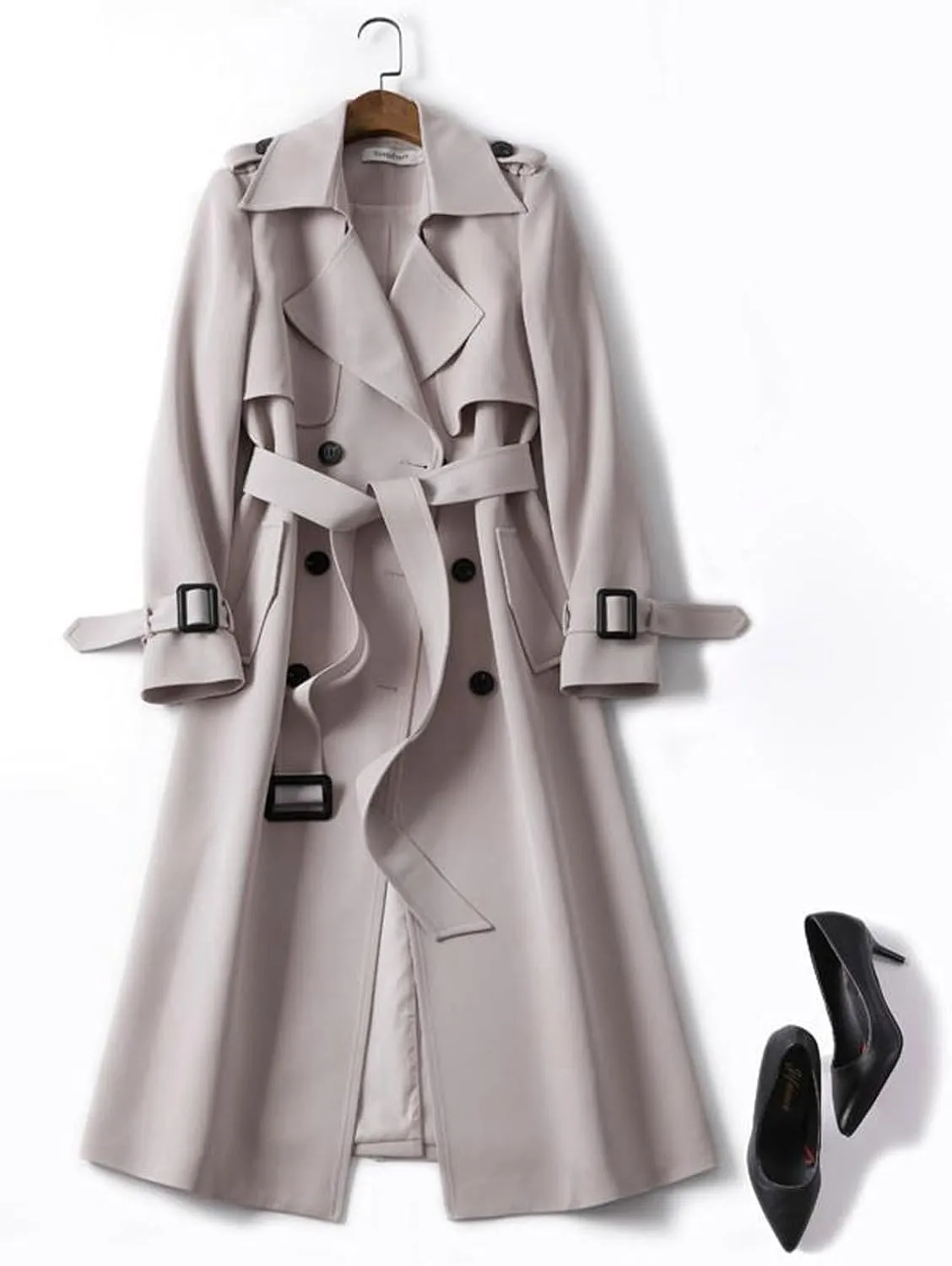 Double-Breasted Hooded Coat Outwear Womens Elegant Windbreaker Wild Winter Women'S Coat Womens Trench Coat 2024