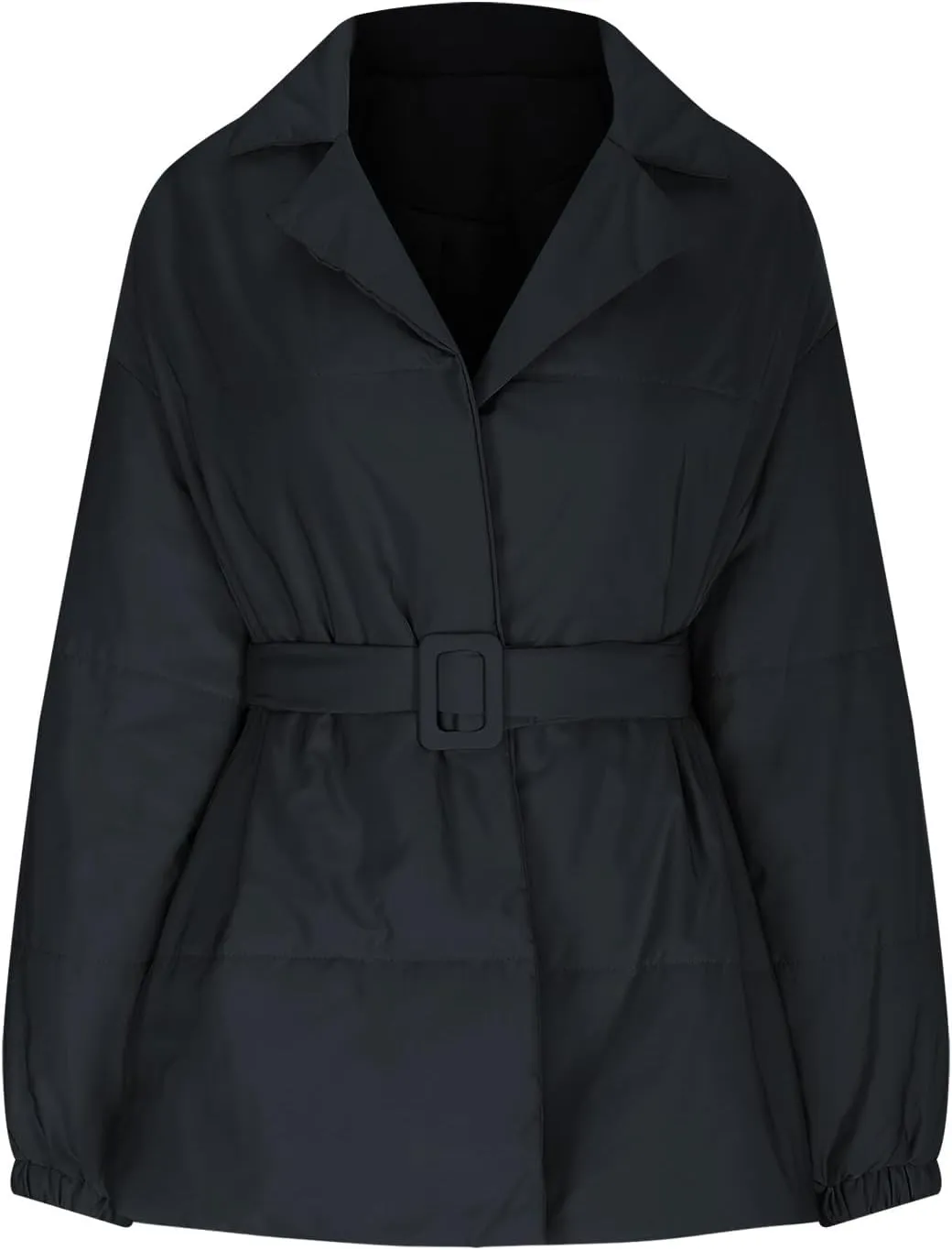 Down Winter Coats for Women Short Warm Quilted Puffer Winter Jackets Trendy Lapel Long Sleeve Winter Coat with Belt