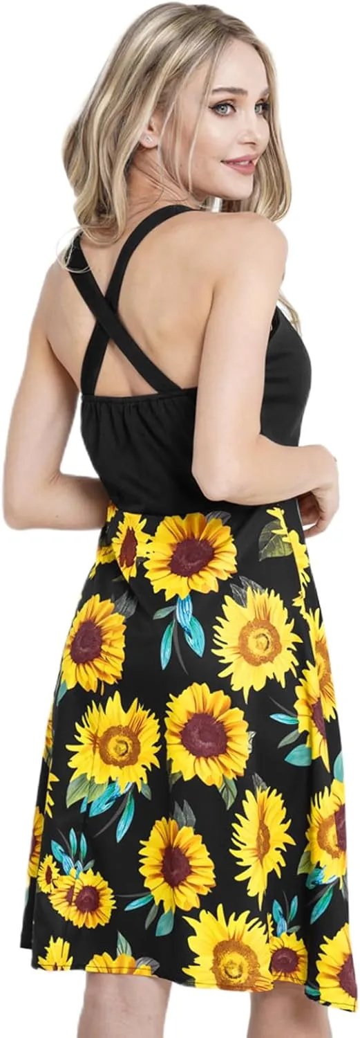 DRESSFO Summer Dress Sundress Cami Dress for Women