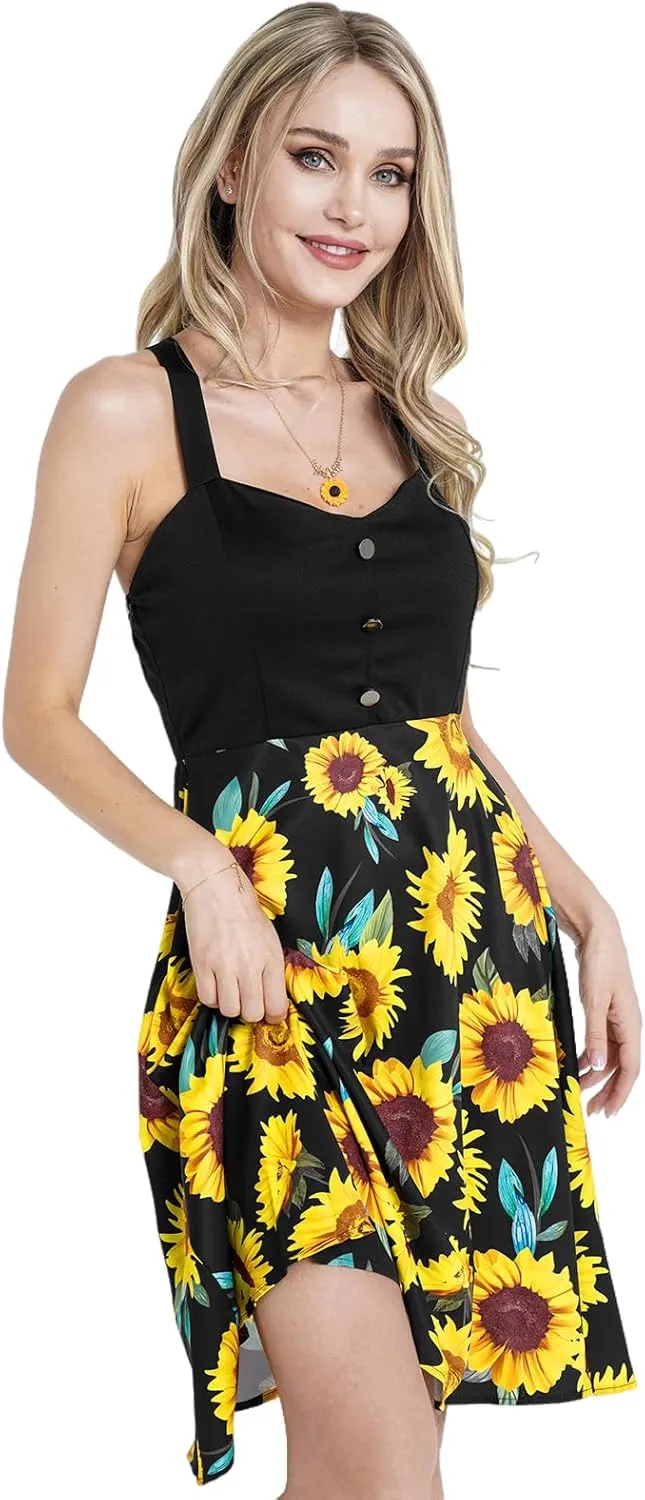DRESSFO Summer Dress Sundress Cami Dress for Women