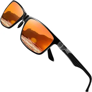 DUCO Mens Sunglasses Polarized Rectangle Sunglass for Men Lightweight Carbon Fiber UV400 Protection 8206