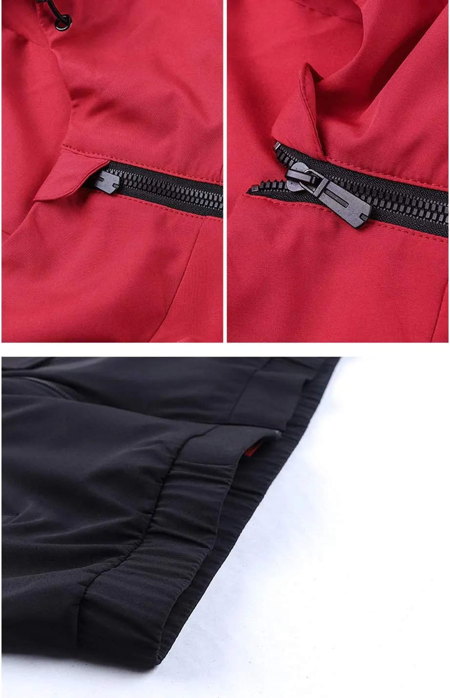 Flygo Men's Full Zip Hooded Waterproof Lightweight Colorblock Windbreaker Jackets Raincoats