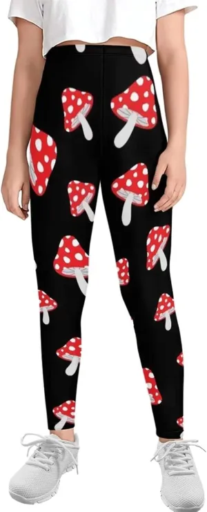 Forchrinse Cute Corgi Flower Girls Leggings Full Length Athletic Pants Stretch Yoga Pants Leggings for Kids,4-13Years