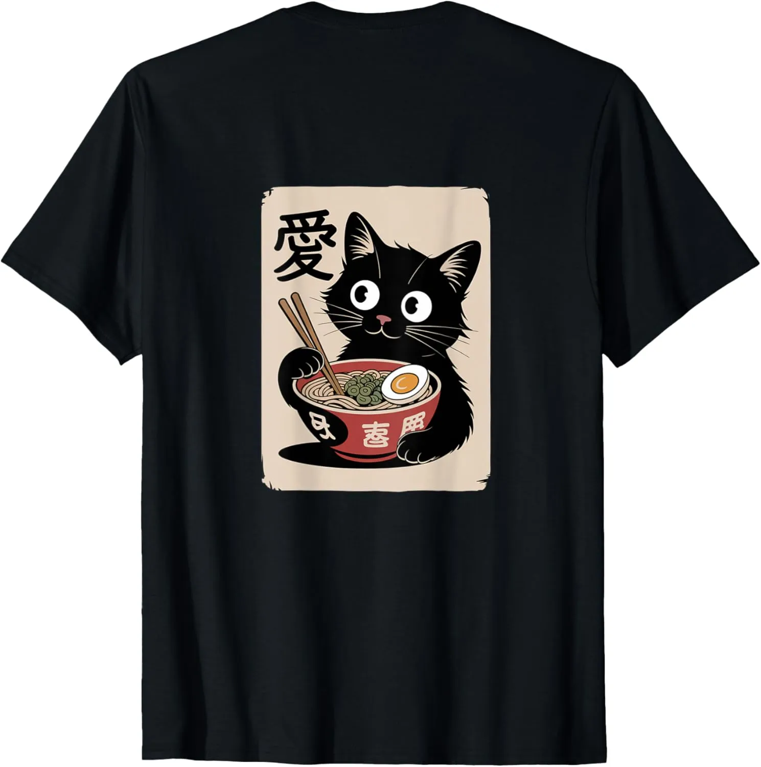 Funny Cat Ramen Graphic Tee Japanese Kawaii Anime Cat T-Shirt