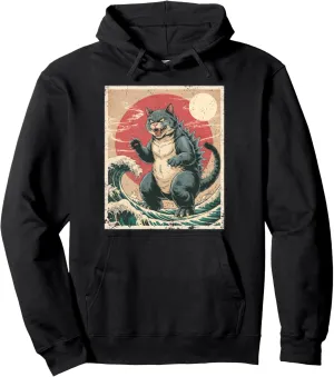 Funny Cat Vintage Japanese Anime Style, Men & Kids Graphic Pullover Hoodie