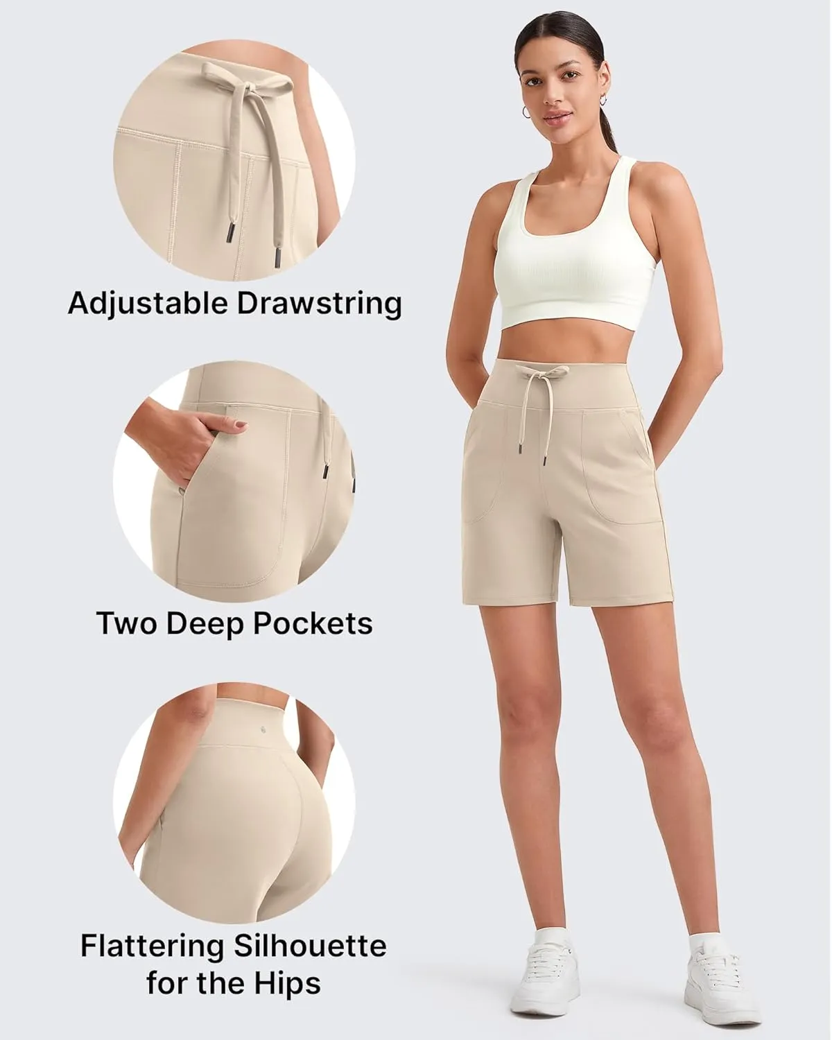 G4Free Women's Athletic Running Shorts High Waisted Bermuda Summer Casual Shorts for Golf Yoga with Pockets